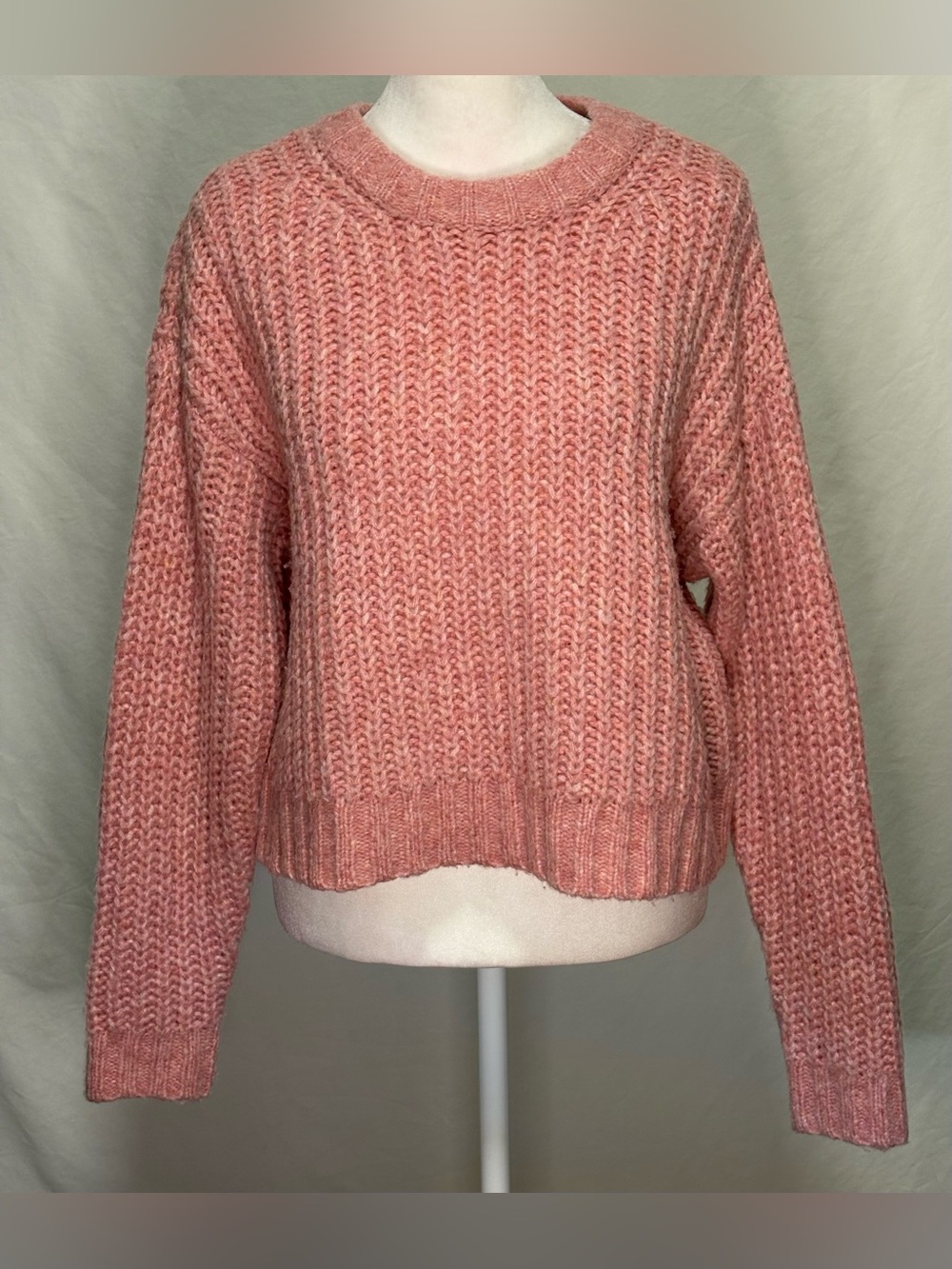 American Eagle Chunky Knit Cropped Sweater Pink XS